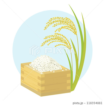 枡に入った米と稲穂のイラスト 118354881