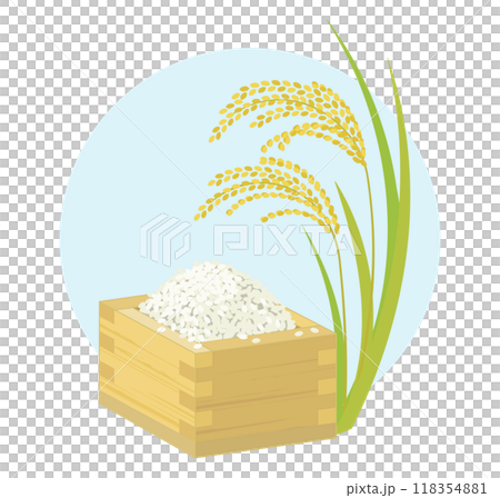 枡に入った米と稲穂のイラスト 118354881
