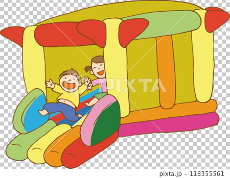 Children playing in a fluffy dome 118355561