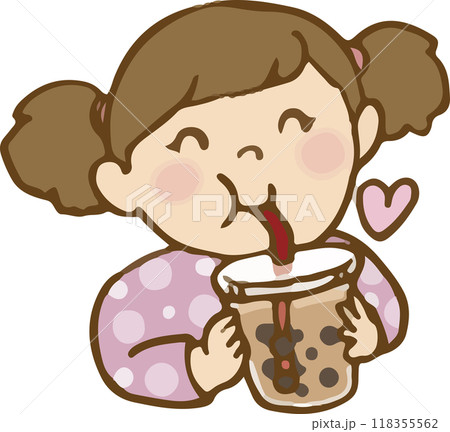 タピオカドリンクを飲む子ども 118355562