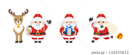 サンタクロースとトナカイのイラスト 118355613