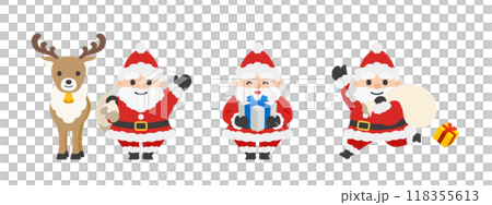 サンタクロースとトナカイのイラスト 118355613