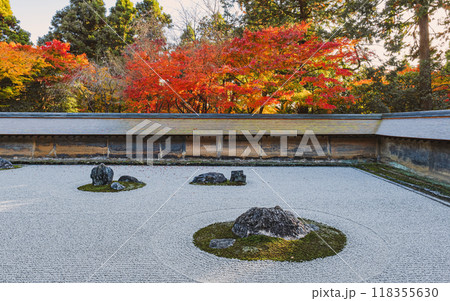 京都 龍安寺 方丈庭園の秋景色 118355630