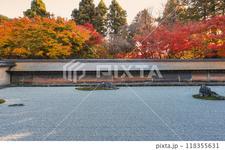 京都 龍安寺 方丈庭園の秋景色 118355631