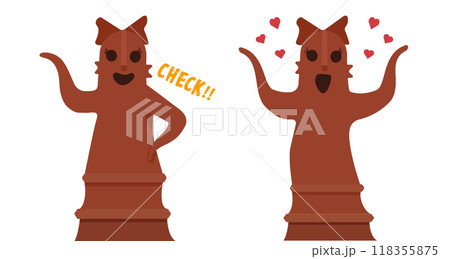 はにわの女の子のモチーフ（チェック、喜び） 118355875