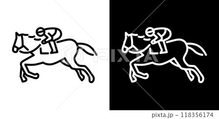 競馬のシンプルなラインアイコン 118356174