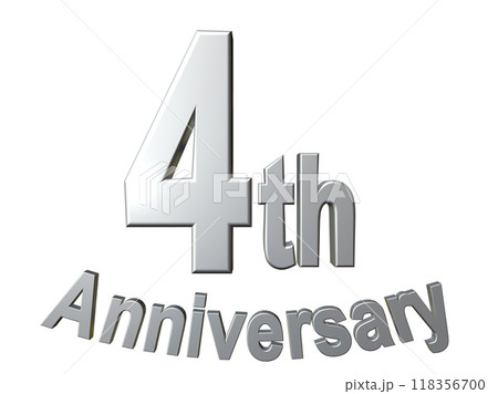 3DCG文字「4th Anniversary/4周年」シルバー,銀 3DCG文字「4th Anniversary/4周年」シルバー,銀 118356700