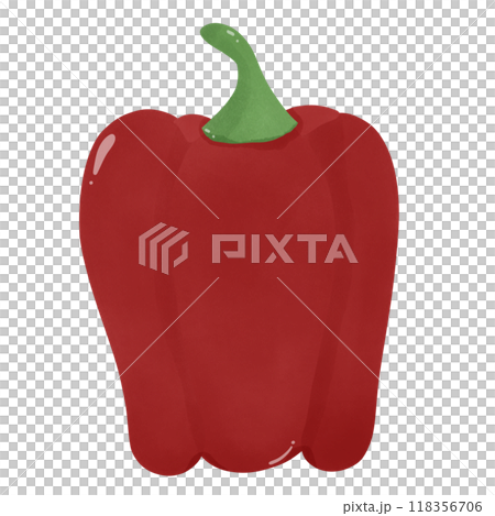 red bell pepper, hand drawn, transparency illustration.	 118356706