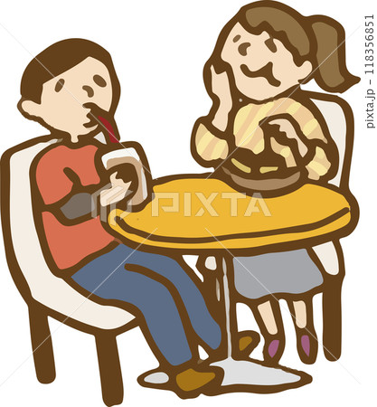飲食する男女 118356851