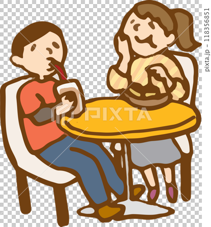 飲食する男女 118356851