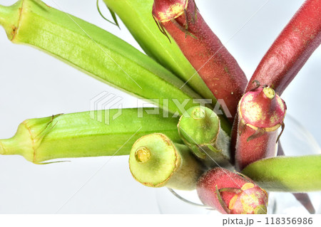 ワイングラスに入った夏野菜オクラ 118356986