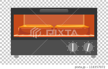 在烤麵包機烤箱中烘烤麵包的插圖 118357072