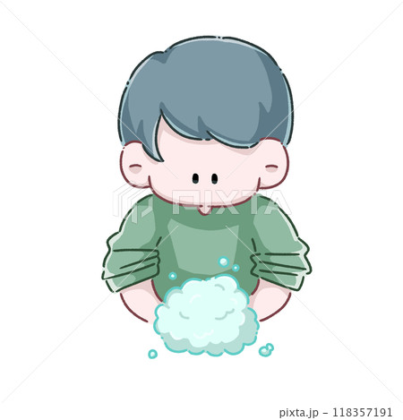 手を洗っている男性 手を洗っている男性 118357191
