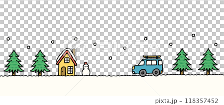 Snow cityscape illustration material white background Snow cityscape illustration material white background 118357452