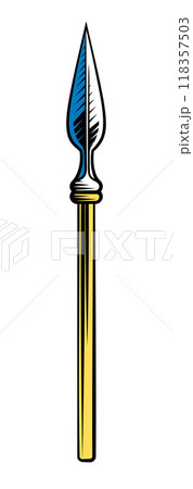 Spear Medieval Weapon Vintage Woodcut Tattoo Style 118357503