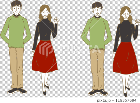 Young man and woman illustration set 118357694
