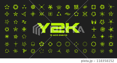 Y2K pixel style asset. 8 bit vector abstract shapes 118358152