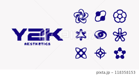 Y2K pixel style asset. 8 bit vector abstract shapes Y2K pixel style asset. 8 bit vector abstract shapes 118358153