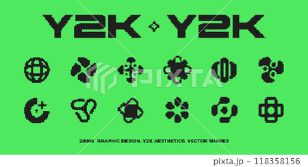 Y2K pixel style asset. 8 bit vector abstract shapes 118358156