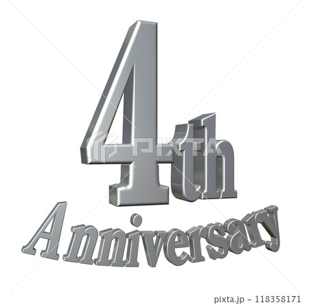 3DCG文字「4th Anniversary/4周年」シルバー,銀 118358171