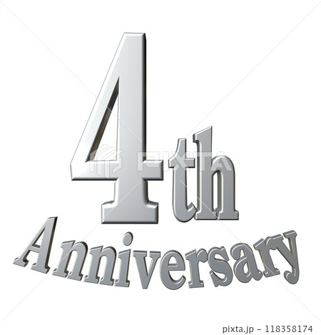 3DCG文字「4th Anniversary/4周年」シルバー,銀 3DCG文字「4th Anniversary/4周年」シルバー,銀 118358174