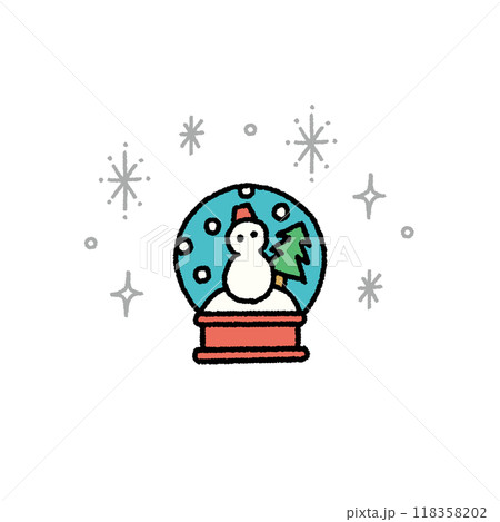 手書き風のシンプルなスノードームのイラスト 118358202