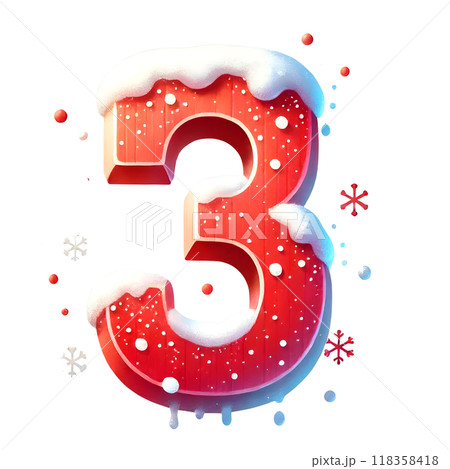 3 d red number three  118358418