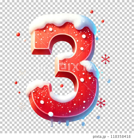 3 d red number three  118358418