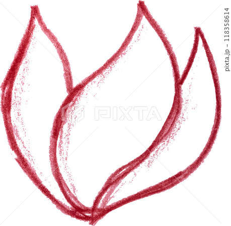 Flower drawn with red pencil with petals on isolated background Flower drawn with red pencil with petals on isolated background 118358614