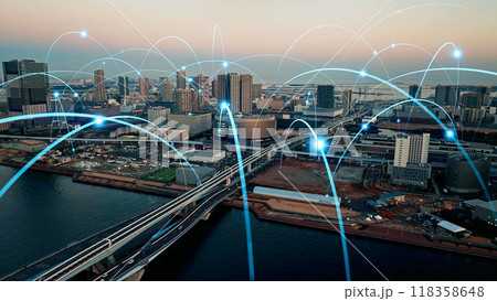 都市とネットワーク 空撮 都市とネットワーク 空撮 118358648