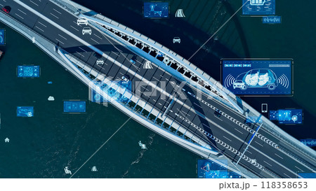 交通とテクノロジー 空撮 交通とテクノロジー 空撮 118358653