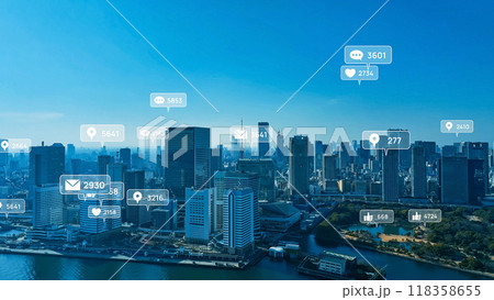 都市とソーシャルネットワーク 空撮 都市とソーシャルネットワーク 空撮 118358655