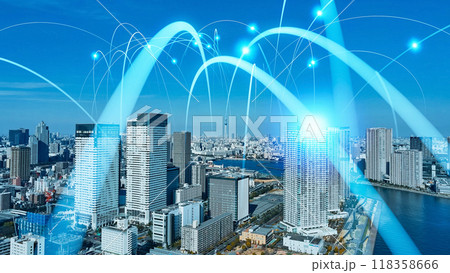 都市とネットワーク　空撮 118358666