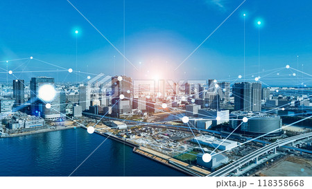 都市とネットワーク　空撮 118358668