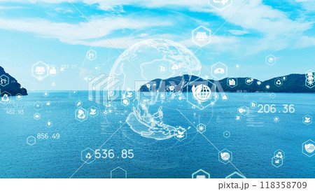 海洋と環境イメージ　空撮 118358709