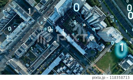 都市とデジタル通信　空撮 118358713