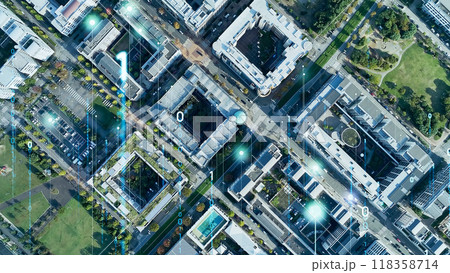 都市とデジタル通信 空撮 都市とデジタル通信 空撮 118358714