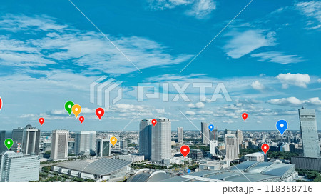 都市と位置情報 空撮 都市と位置情報 空撮 118358716