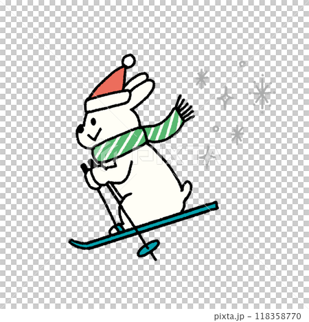兔子滑雪的可愛插畫素材 118358770