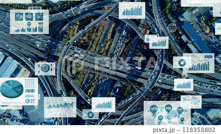 交通インフラと統計データ　空撮 118358802