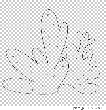 coral out line, hand drawn, transparency illustration.	 118358809