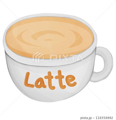 Latte coffee, hand drawn, transparency illustration. 118358992