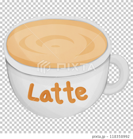 Latte coffee, hand drawn, transparency illustration. 118358992