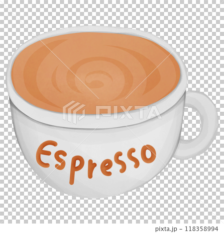 Espresso coffee, hand drawn, transparency illustration. Espresso coffee, hand drawn, transparency illustration. 118358994