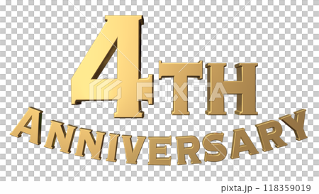 3DCG文字「4th Anniversary/4周年」ゴールド,金 3DCG文字「4th Anniversary/4周年」ゴールド,金 118359019