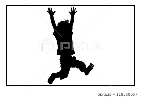 Happy boy silhouette kids or children jumping, child jump logo icon design 118359057