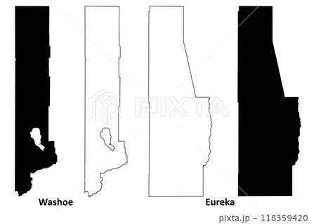 Washoe and Eureka County, Nevada (U.S. county, United States of America, USA, U.S., US) map vector illustration, scribble sketch map 118359420
