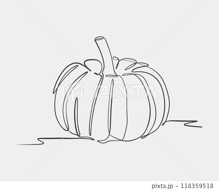 Minimalist line drawing of a pumpkin Minimalist line drawing of a pumpkin 118359518