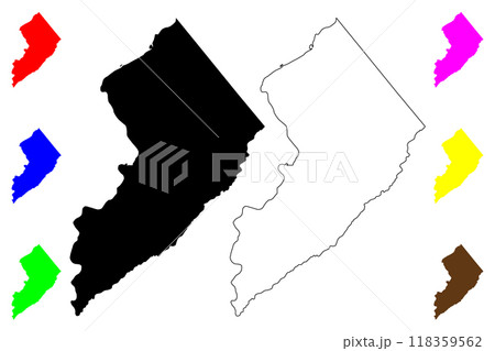 Warren County, New Jersey (U.S. county, United States of America, USA, U.S., US) map vector illustration, scribble sketch Warren map 118359562