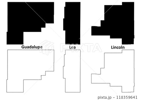 Lincoln, Lea and Guadalupe County, New Mexico (U.S. county, United States of America, USA, U.S., US) map vector illustration, scribble sketch map 118359641